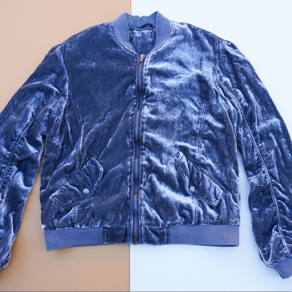 Green velvet free people bomber